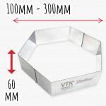 Форма-резак шестигранник  размеры от 100 до 300 мм высота 60 мм VTK Products 